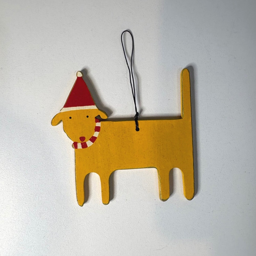 Handmade Wooden Yellow Lab Golden Retriever Dog Christmas Ornament Folk Art